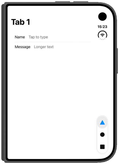 Ionic tab bar as a pill under the clock on the closed iPhone Duo