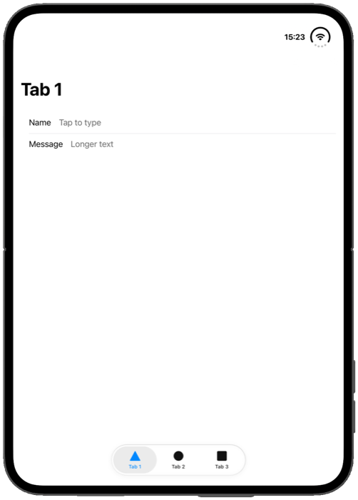 Ionic tab bar as an iOS 26 floating pill on the open inner display