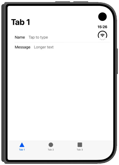 Ionic tab bar at the bottom of the closed iPhone Duo